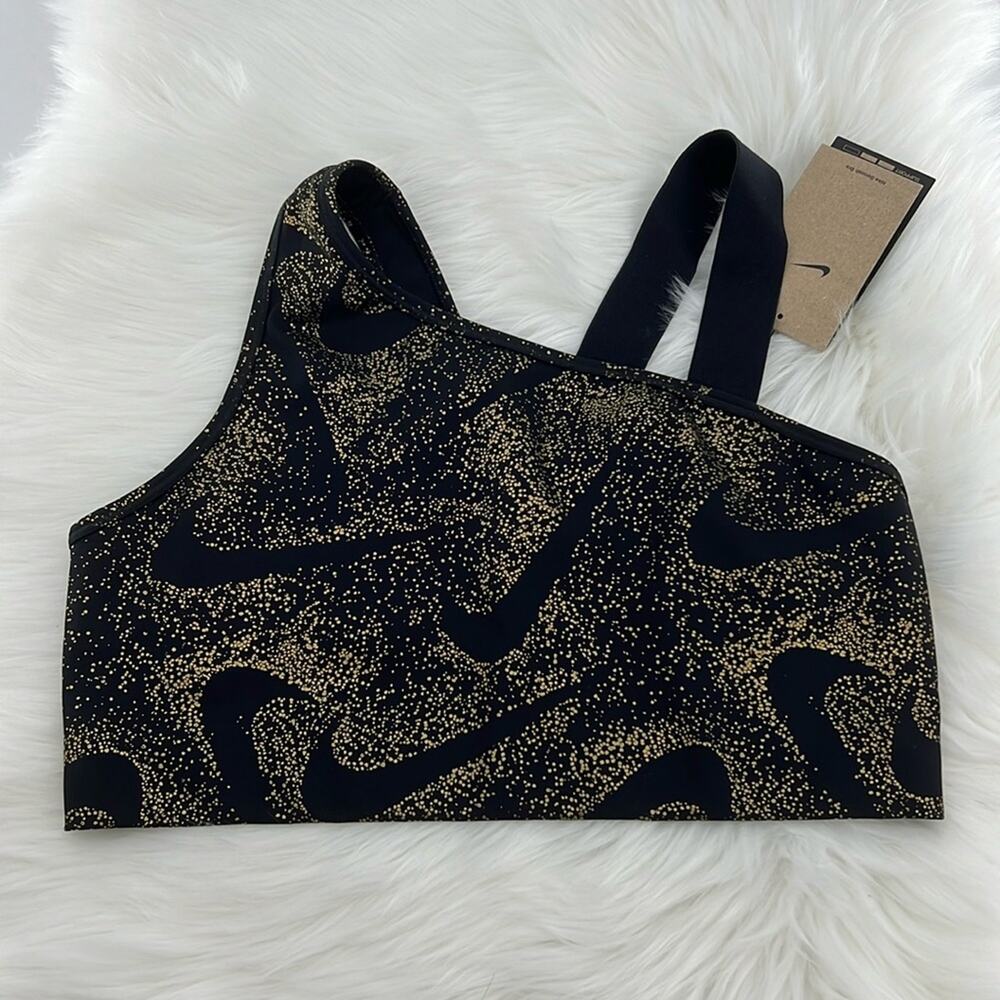 Nike Women's Swoosh Sports Bra - Black/Gold - Large - New with tags